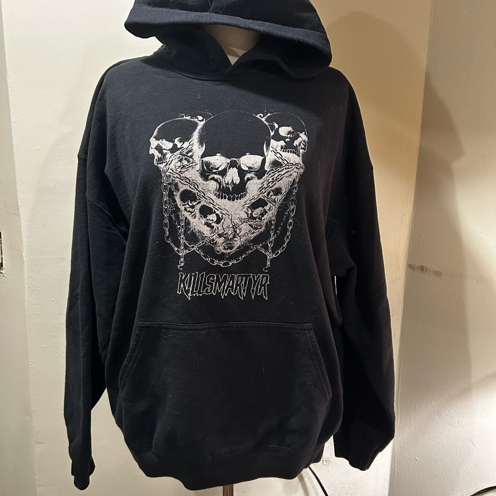KillSMartyr Black Skull Graphic Hoodie Merch